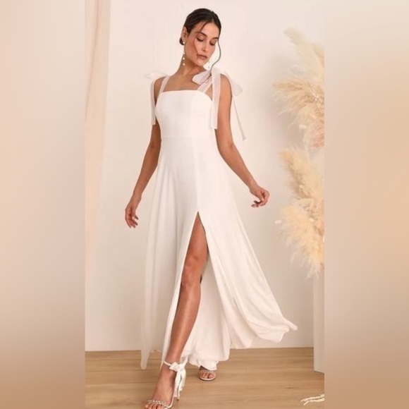 Lulus Dresses & Skirts - Lulus Radiant Romance White Tie-Strap Maxi Dress Size Large